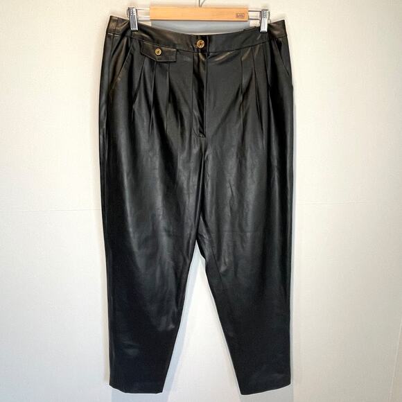 BlankNYC Pleated Black Faux Leather Pants - size 31 - Picture 1 of 8